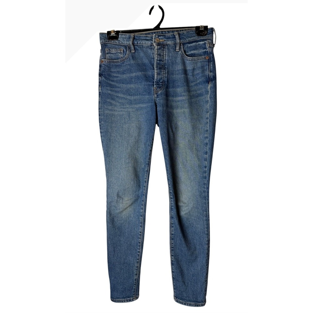 Old Navy Pop Icon Skinny Jeans Women 2 Blue Extra High‎ Rise Button Fly Denim